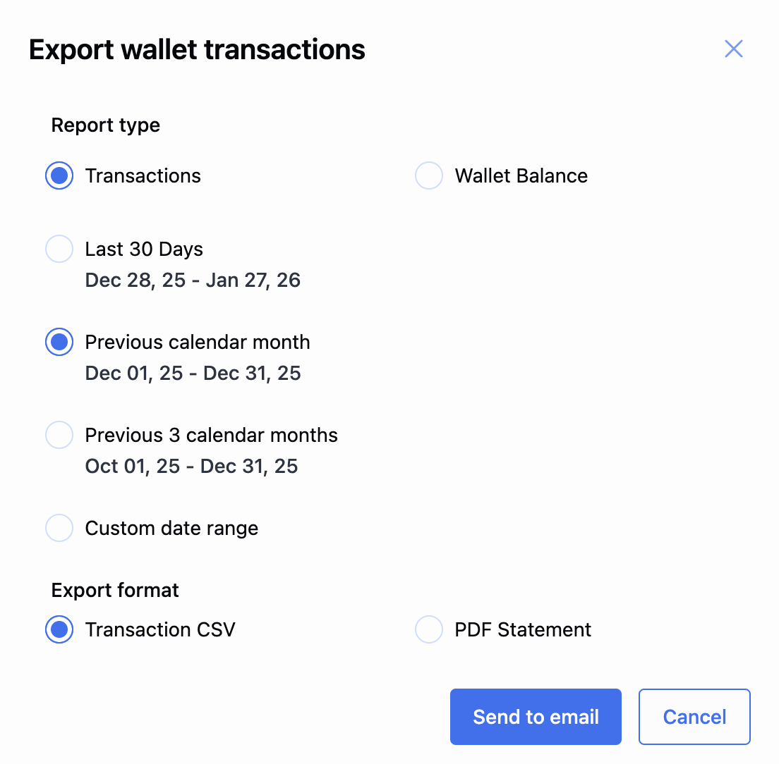 Export transactions from wallet