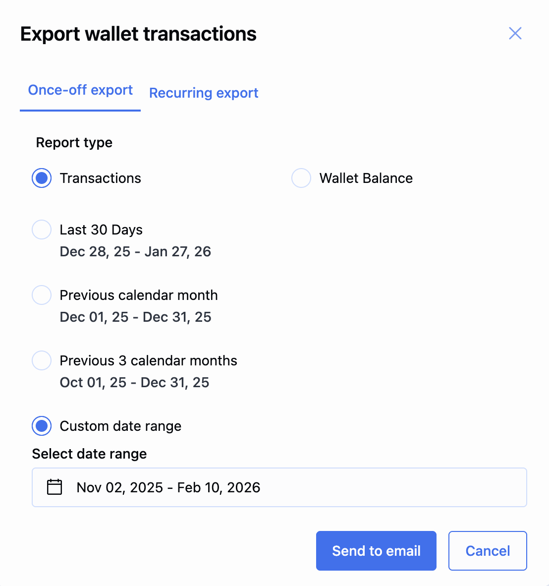 Export wallet transactions