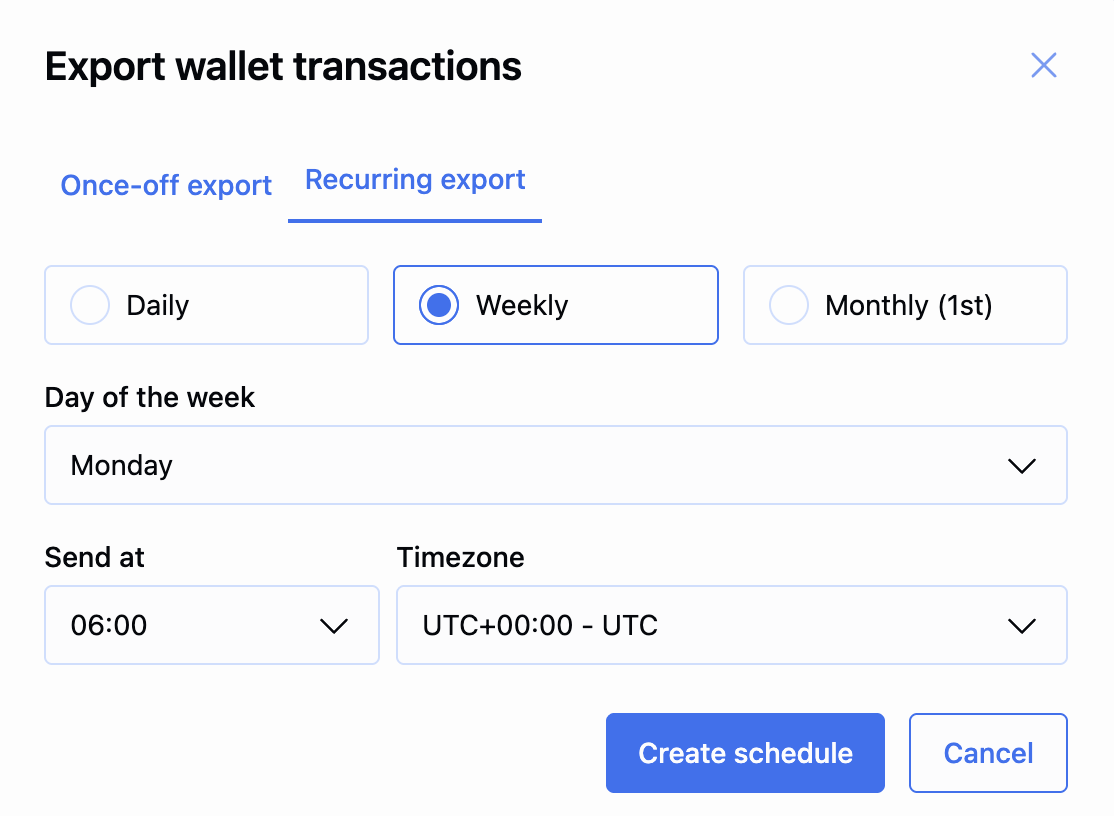 Recurring create schedule